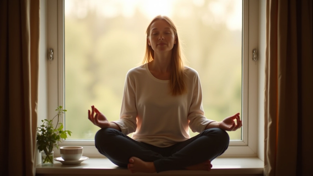 Person practicing meditation at window during Irish morning with soft natural light